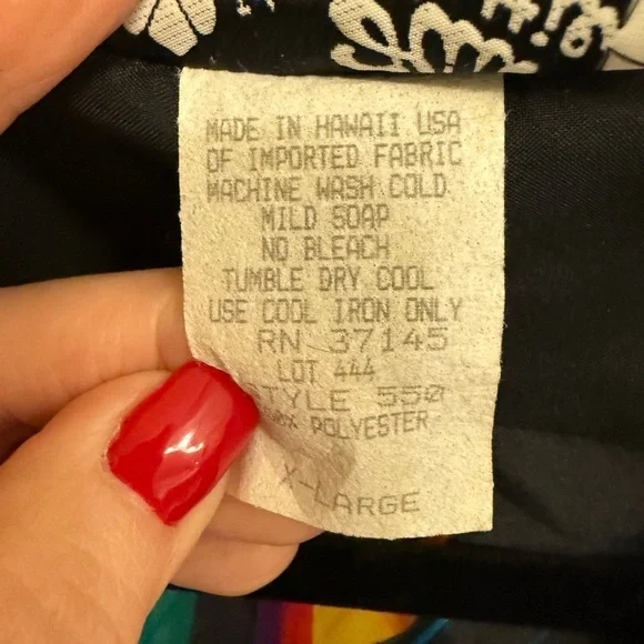 Vintage 80’s Hilo Hattie Black Tropical Floral Shirt Men’s XL  Bird of Paradise - Picture 5 of 9